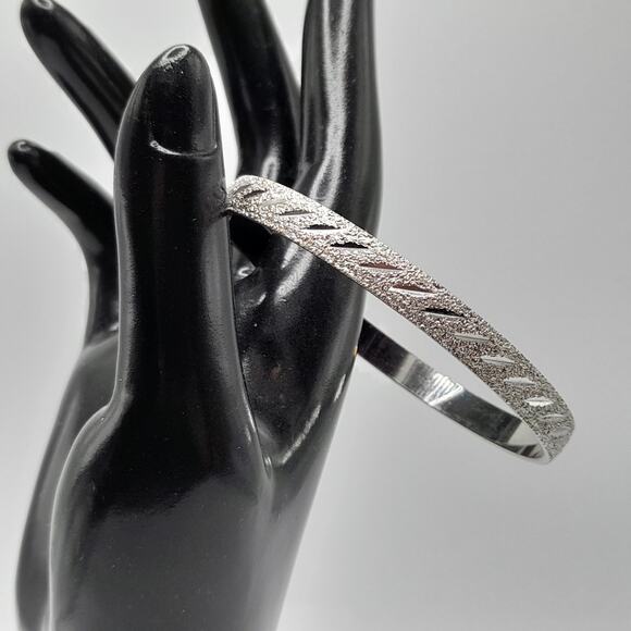 Vintage Monet Bangle Bracelet, Rhodium Plated, Silver Tone, 7 7/8" - Picture 5 of 9